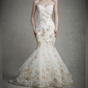 Enzoani Juliet Wedding Dress 12 Ivory Tulle  Beaded Strapless Embroidery